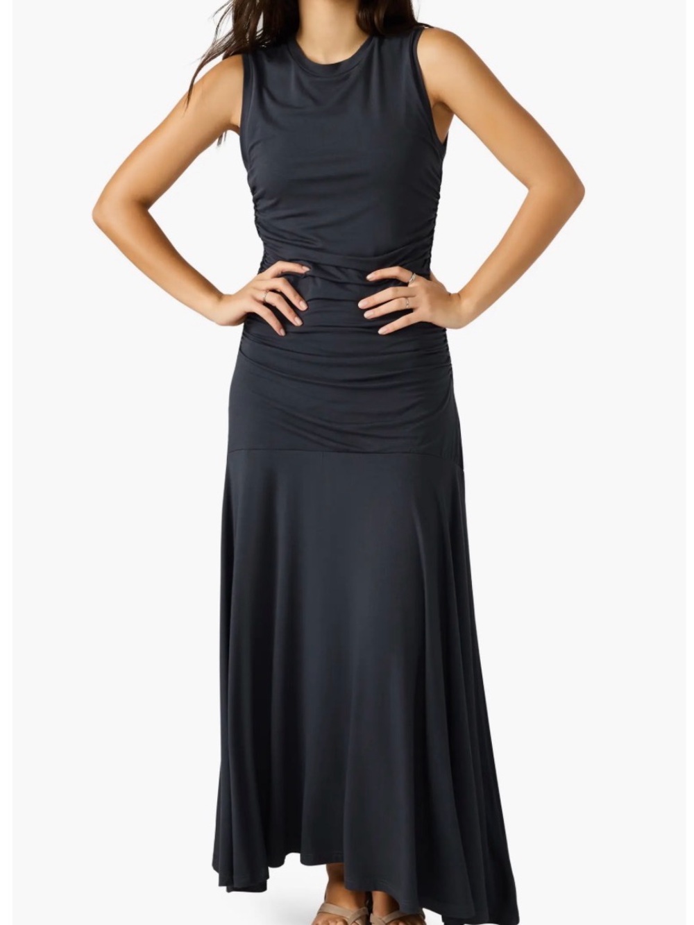 Steve Madden Black Sleeveless Ruched Maxi Dress Sz S NWT